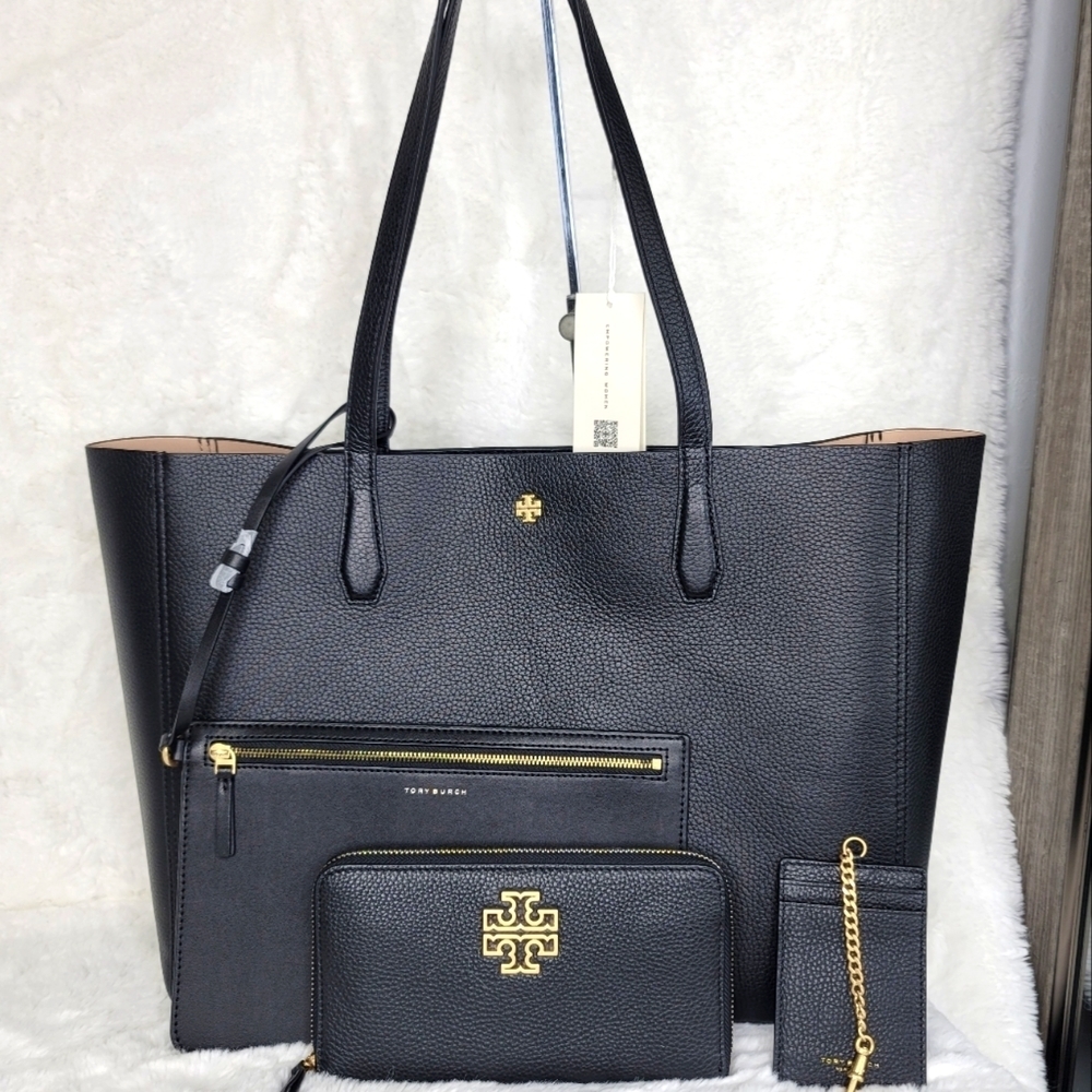 NWT TORY BURCH 4 SET Matching Shoulder Tote Bag Purse Handbag Wallet + +